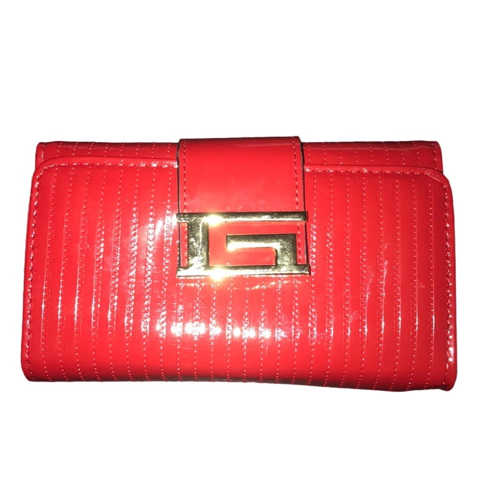 BELLO TUTTI RED WITH GOLD TONE ACCENT TRI-FOLD WALLET - NWT